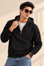 Black Half Zip Luxe Fleece Hoodie