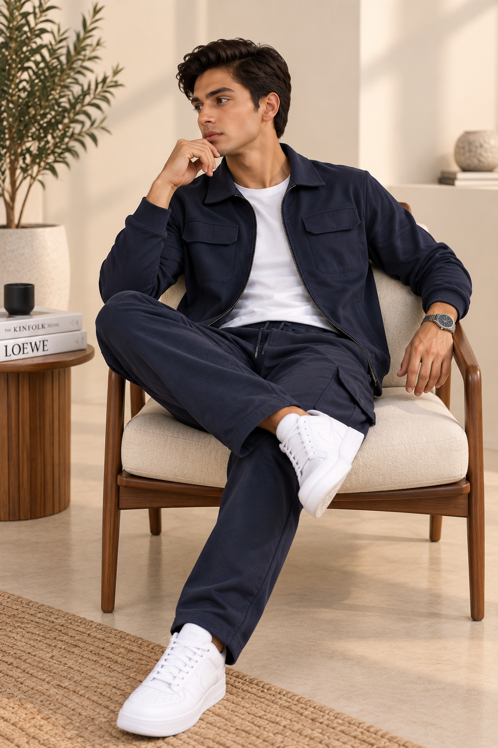 Navy Flex Knit Fabric Suit