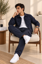 Navy Flex Knit Fabric Suit