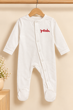 WHITE Little Cuddles Panda Footed Unisex Romper.