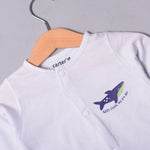 Load image into Gallery viewer, SKY BLUE &quot;BABY SHARK DOO DOO&quot; PRINT FULL BODY FULL SLEEVES ROMPERS
