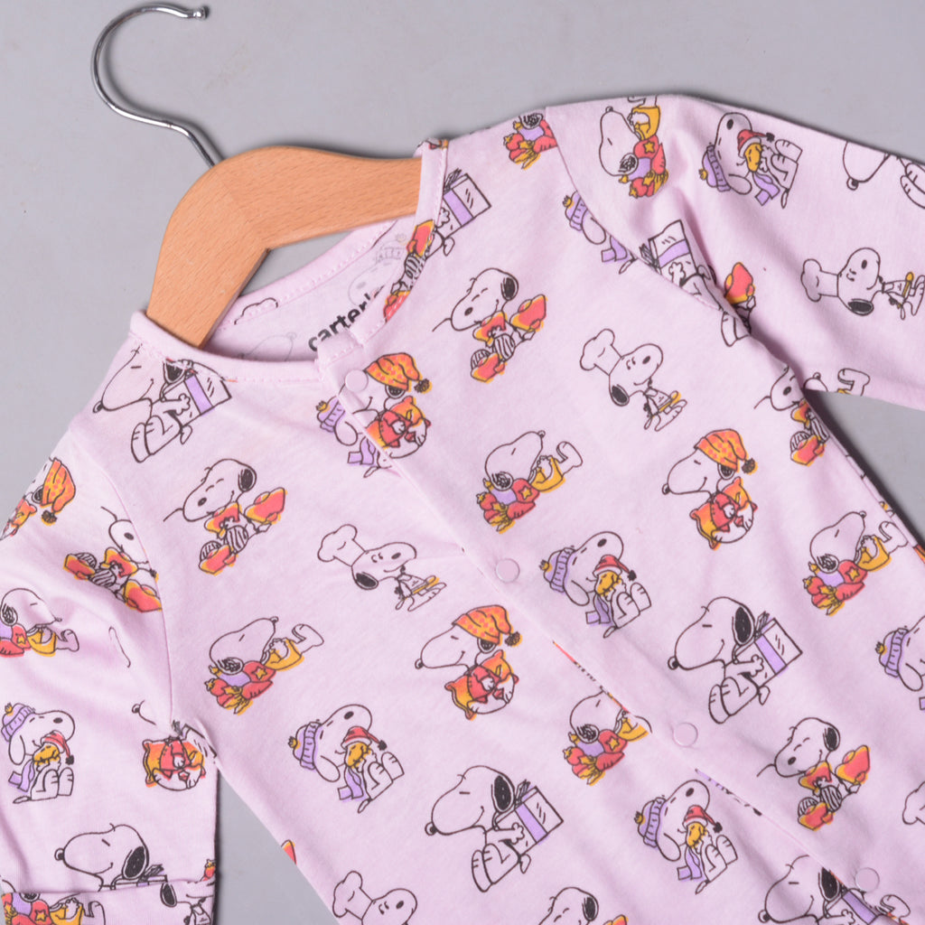 PURPLE "SNOOPY" PRINT FULL BODY FULL SLEEVES ROMPERS