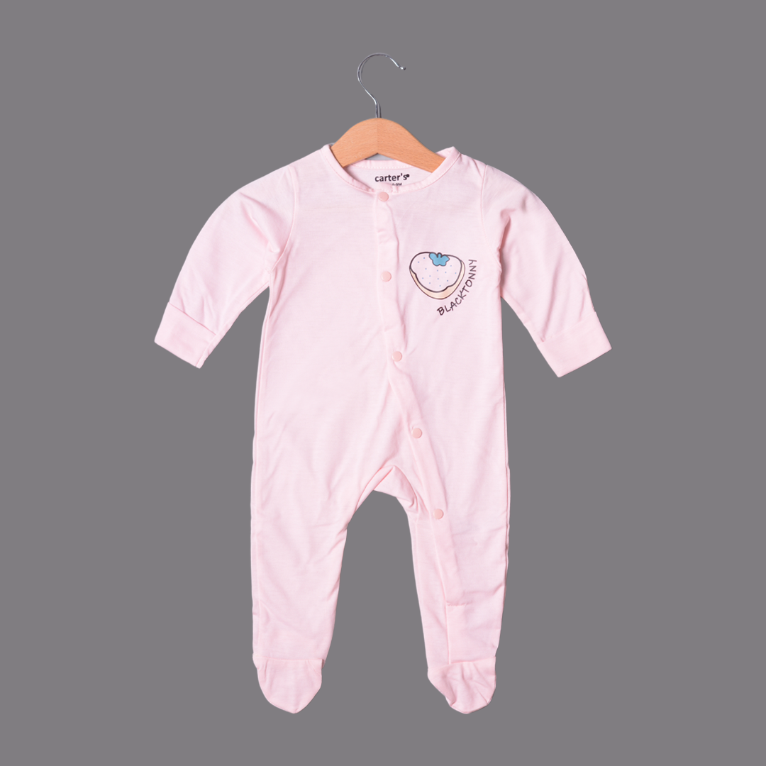 PINK "BLACKTONNY STRAWBERRY" PRINT FULL BODY FULL SLEEVES ROMPERS