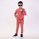 Load image into Gallery viewer, AMBER ORANGE &quot;KOALA&quot; PRINT TERRY FABRIC SUIT FOR WINTERS
