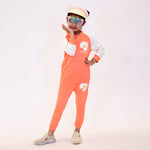 Load image into Gallery viewer, PEACH &amp; CREAM &quot;SUNFLOWER SMELLS&quot; PRINT TERRY FABRIC SUIT FOR WINTERS
