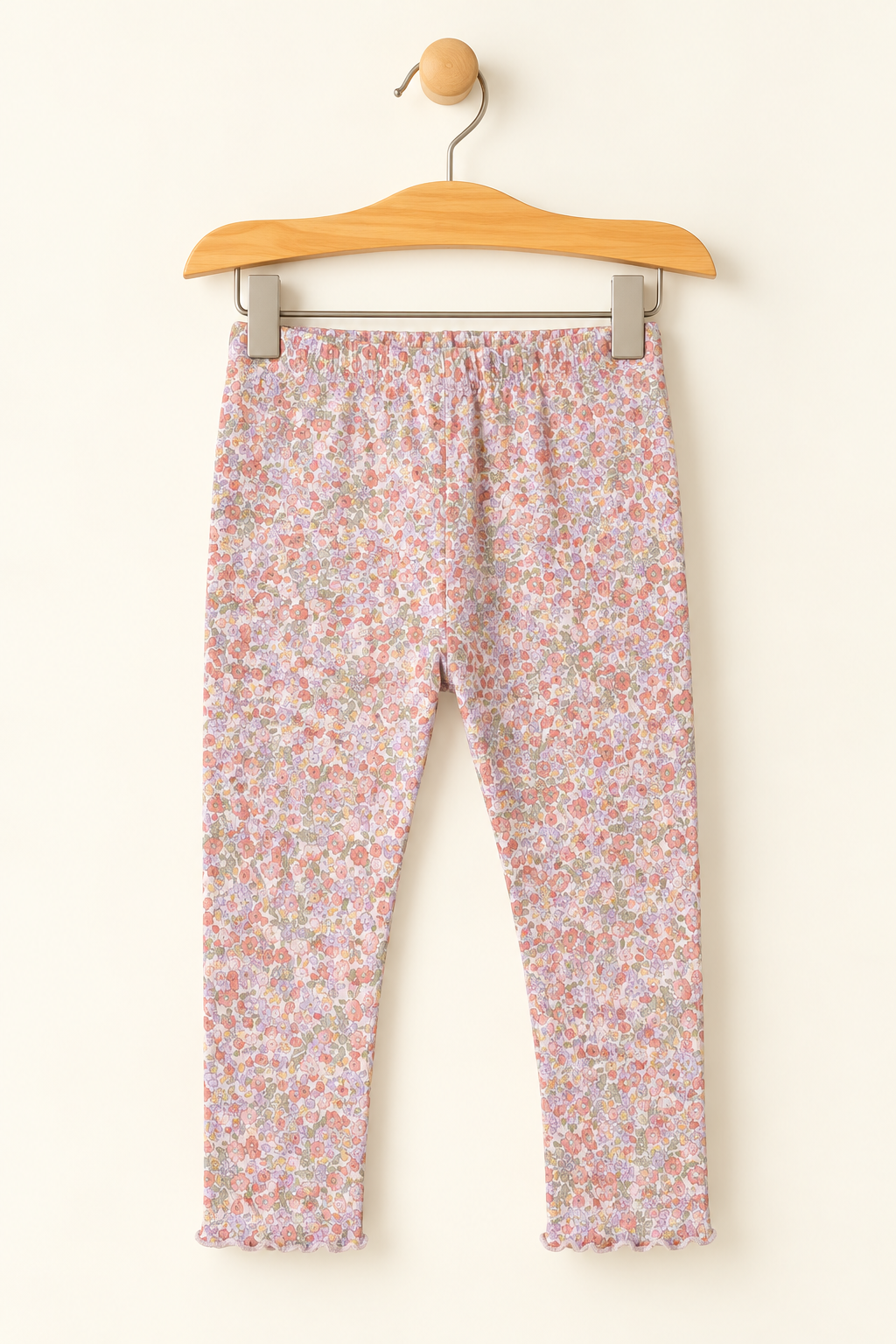 ORANGE & YELLOW FLOWERS PRINTED RIBBED FABRIC PAJAMA