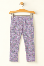 PINK FLOWERS PRINTED RIBBED FABRIC BACK POCKET PAJAMA