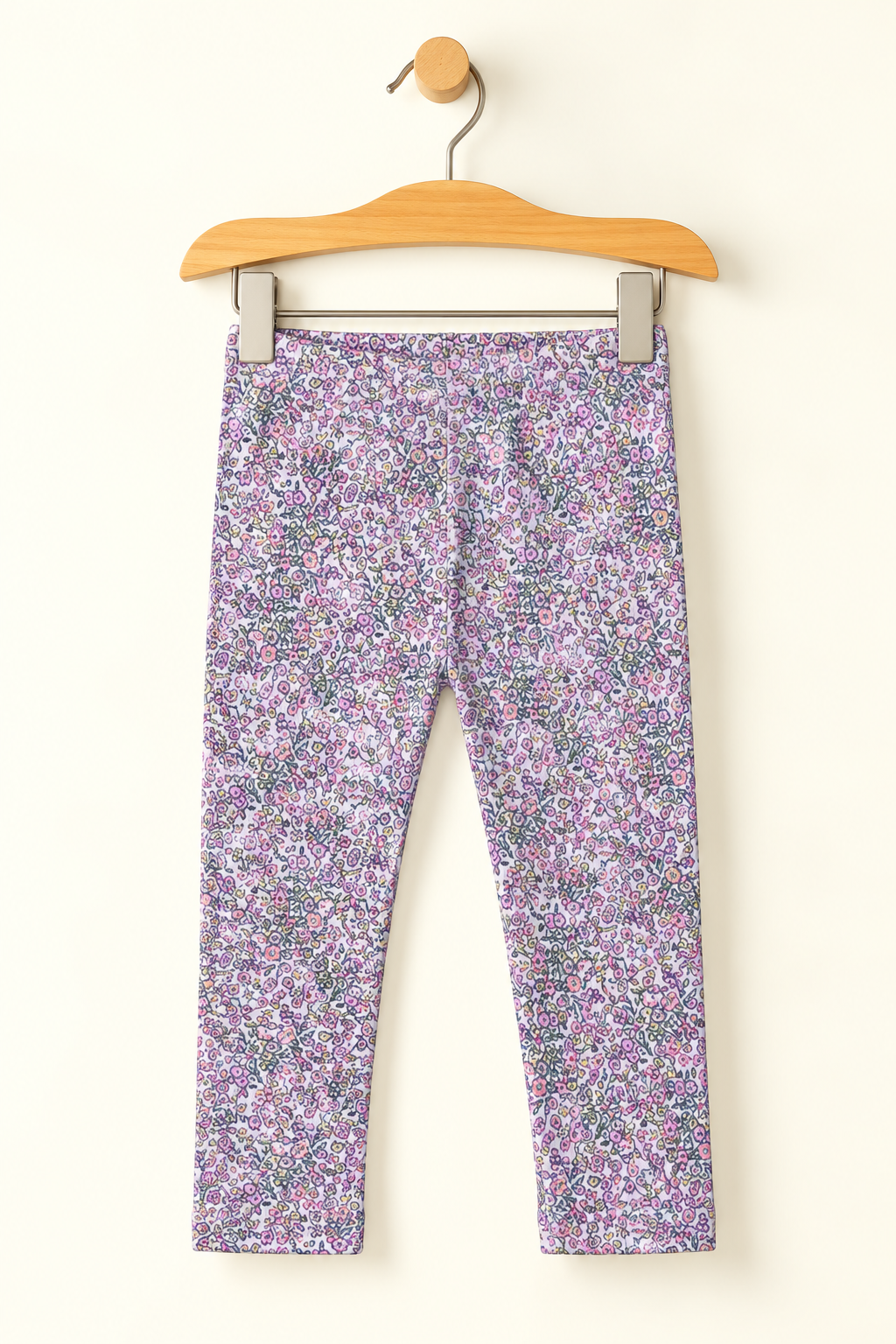 PINK FLOWERS PRINTED RIBBED FABRIC BACK POCKET PAJAMA