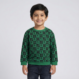 GREEN COOL DUDE PRINT FLEECE FABRIC SWEATSHIRT