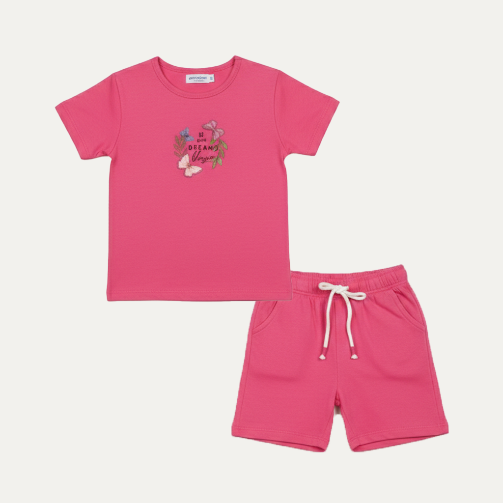 Pink Dreams Print Cotton Jersy Fabric Suit For Girls Secondary image