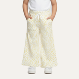 Yellow Flowers Printed Flapper For Girls