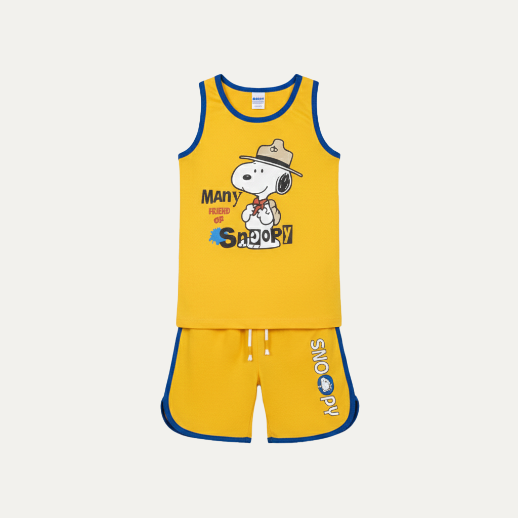 Yellow Snoopy Sando Suit For Boys Secondary image