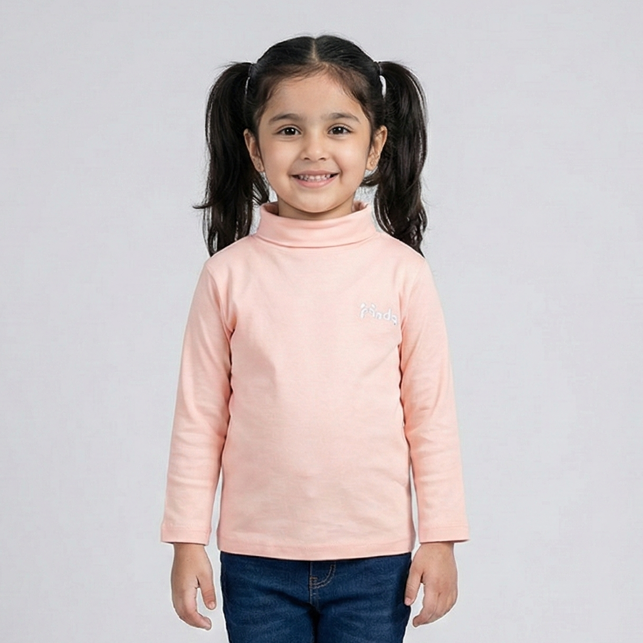 BABY PINK PANDA PRINT HIGH NECK FULL SLEEVES FOR WINTERS Main image