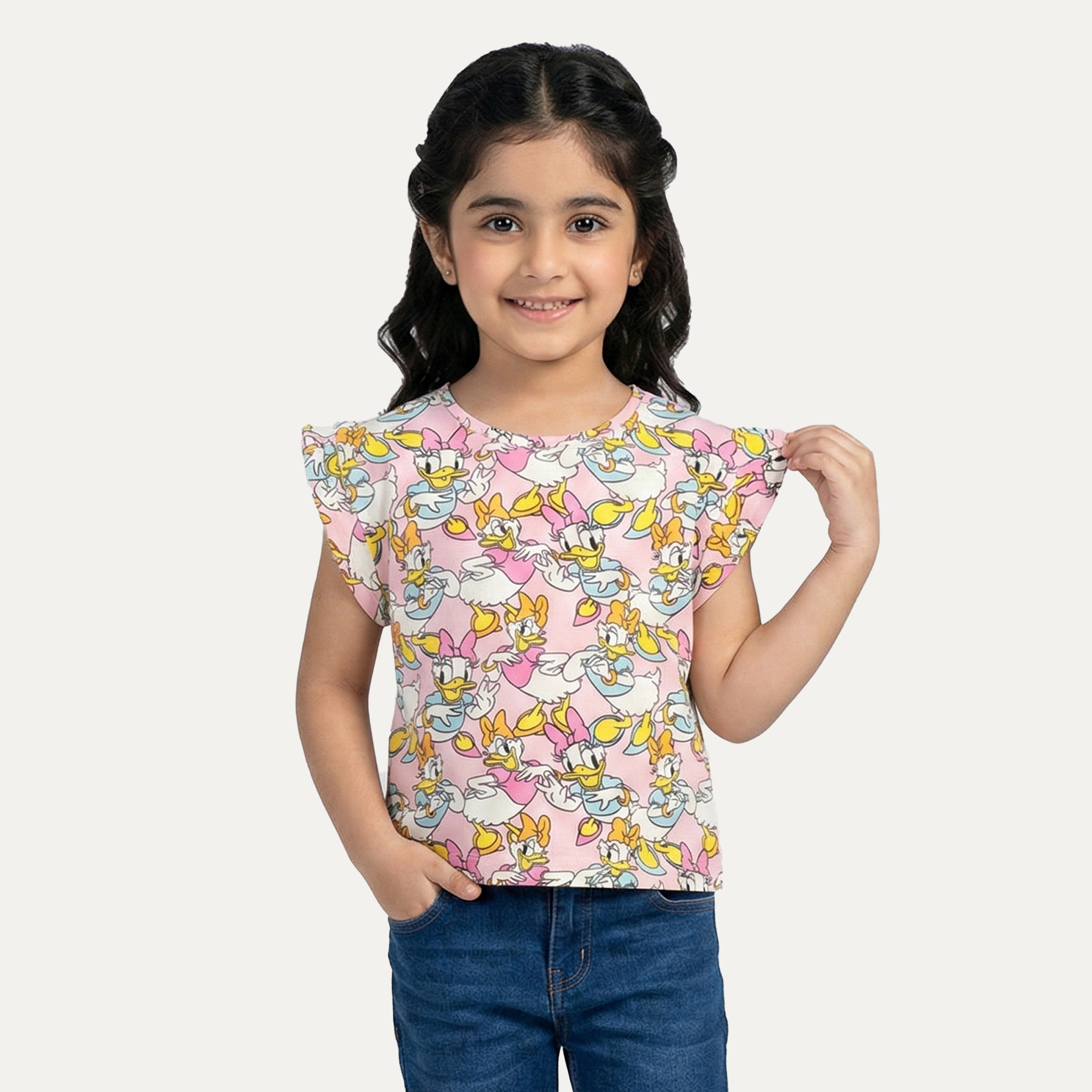 Pink Daizy Duck Print T-shirt Top For Girls Main image