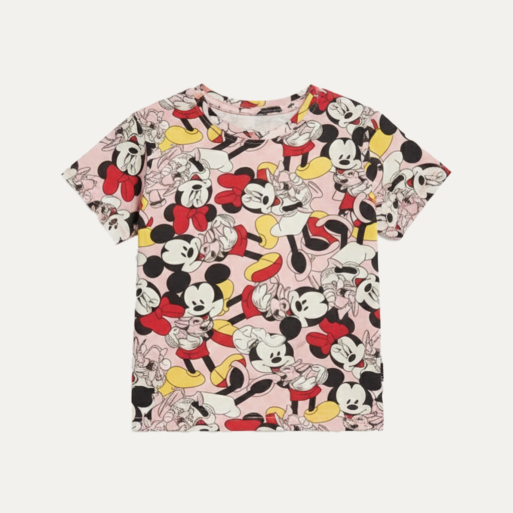 Pink Minnie Mouse Print T-shirt Top For Girls