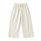 White Polka Dots Print Plazo Pockets Pajama For Girls