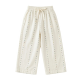 White Polka Dots Print Plazo Pockets Pajama For Girls