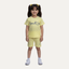 Yellow Smile Print Ribbed Linen Fabric Suit For Summers