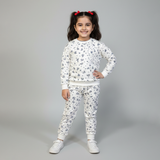 White Flowers Jersy Fabric Suit For Winters