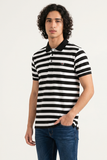 White With Black Big Stripes Polo For Men