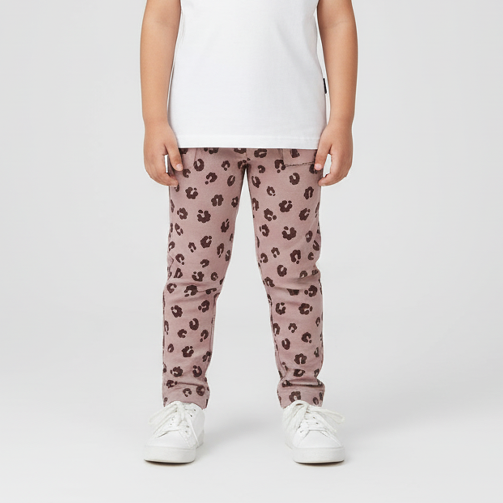 BROWN FLOWERS BACK DOUBLE POCKET HEAVY RIBBED FABRIC PAJAMA FOR GIRLS Main image