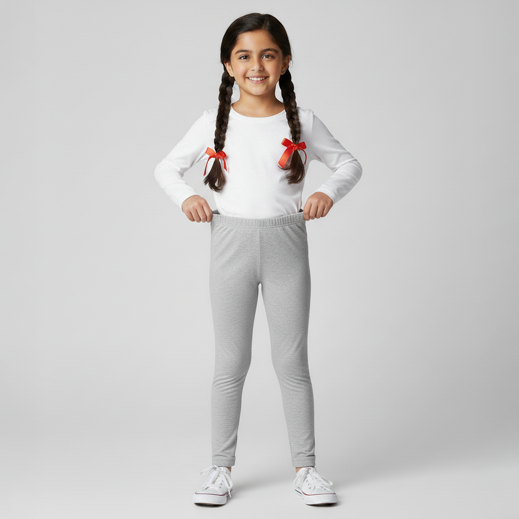 HAZEL GREY PLAIN FLEECE WARM LEGGING TROUSER FOR GIRLS Secondary image