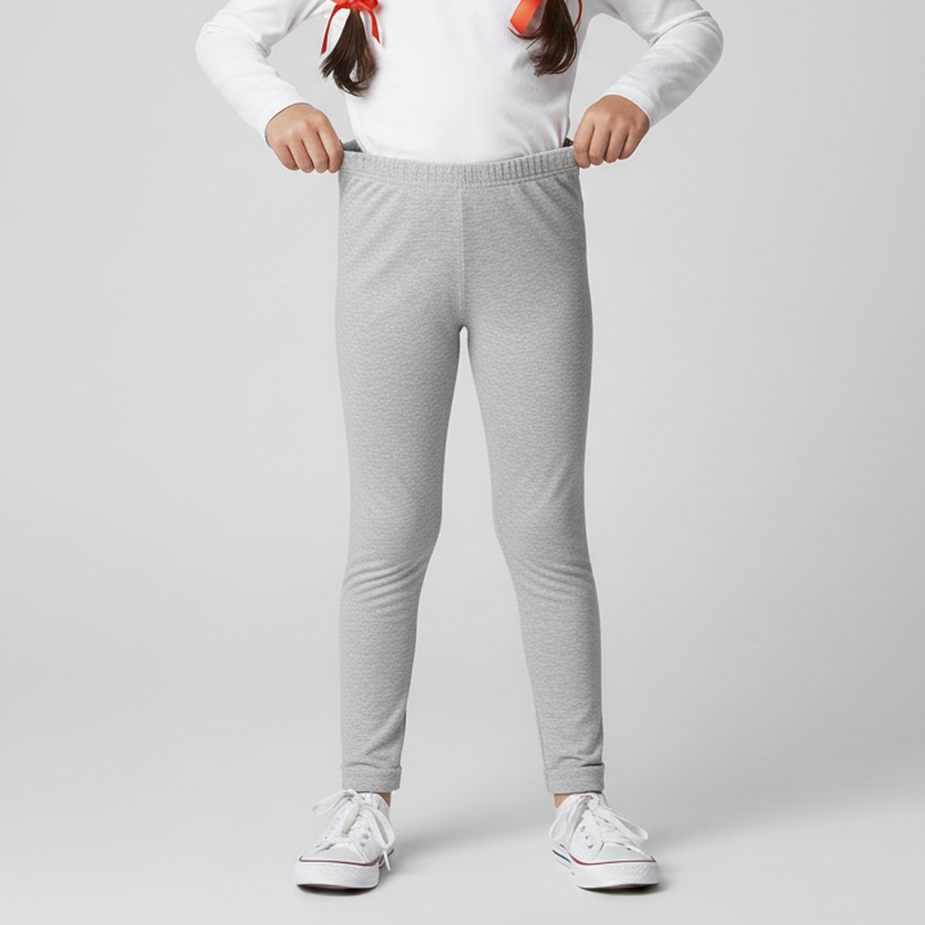 HAZEL GREY PLAIN FLEECE WARM LEGGING TROUSER FOR GIRLS Main image