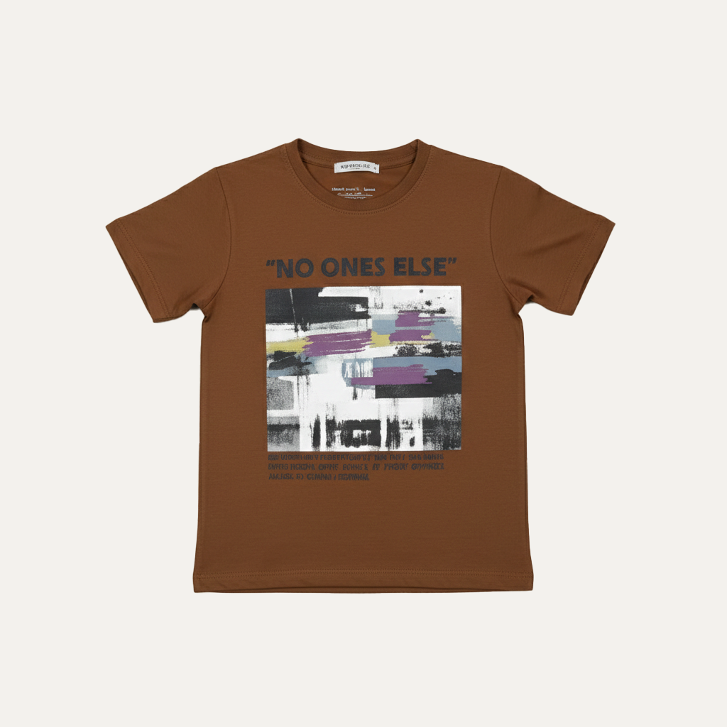 Brown No Ones Else Print Half Sleeves T-shirt For Boys Secondary image