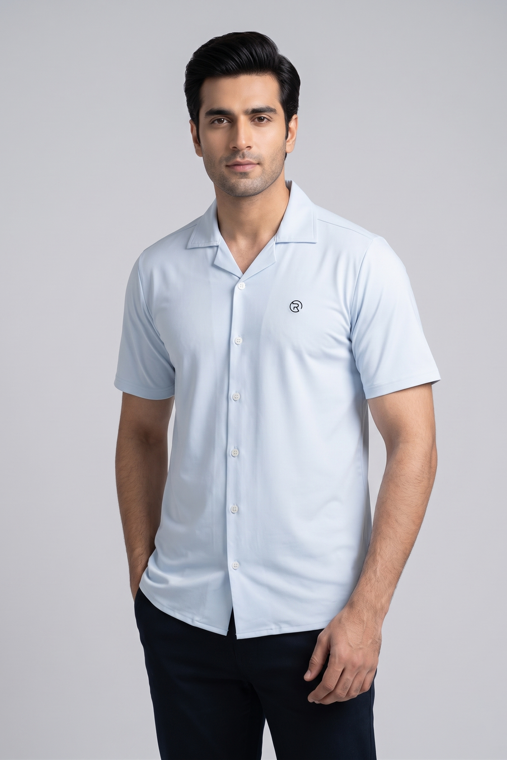 Sky Blue Dri-Fit Half Sleeves Casual Shirt For Men