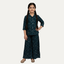 Teal Blue Flowers Print Co-ord Ribbed Fabric Suit For Girls