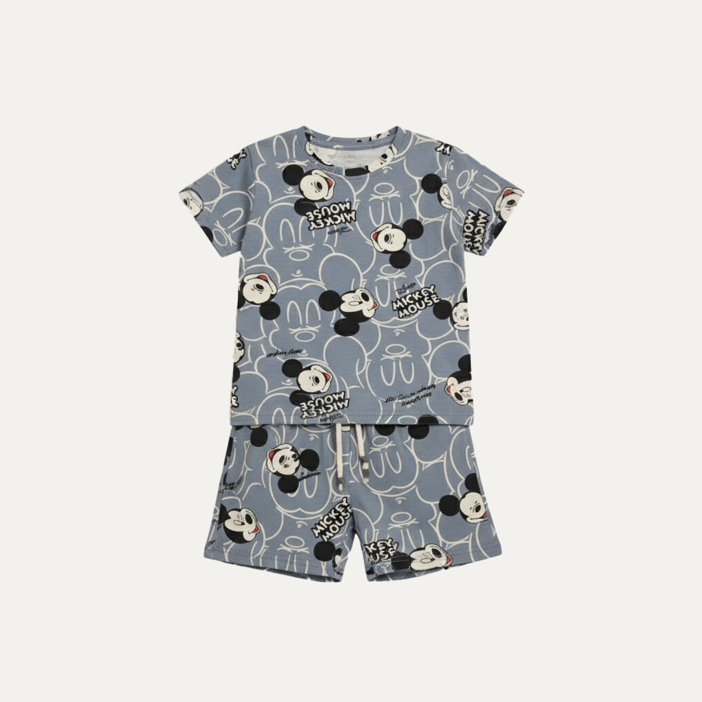 Blue Mickey Mouse Print Cotton Jersy Suit For Boys Secondary image