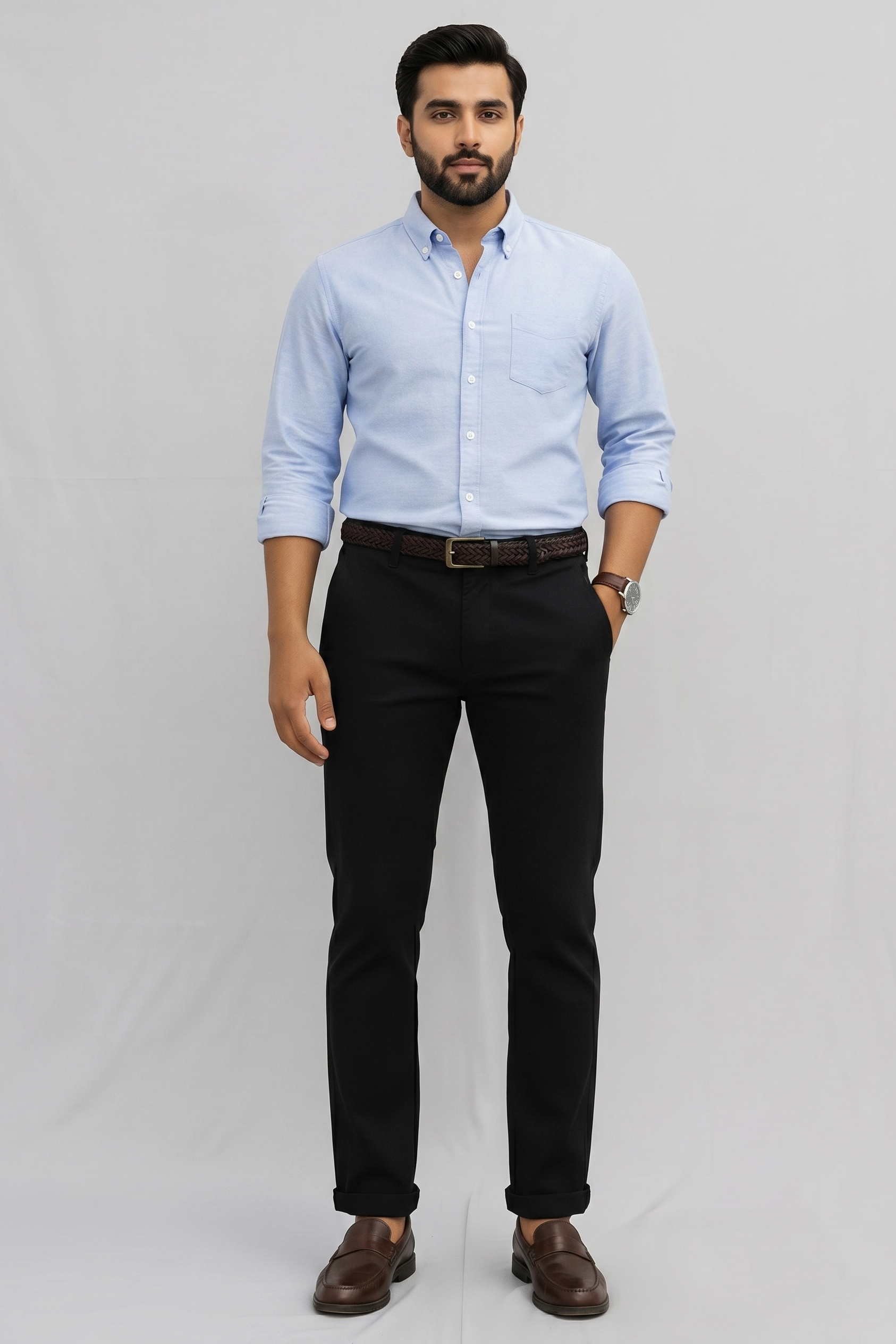 Black Stretch Cotton Jeans For Mens Main image
