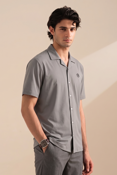 Grey Dri-Fit Half Sleeves Casual Shirt For Mena