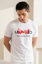 WHITE "UNLIMITED" PRINT T-SHIRT FOR MEN