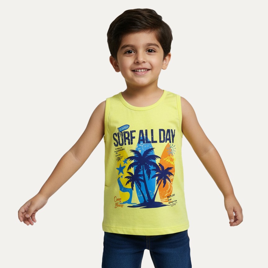 Yellow Surf All Day Print Sando For Summers