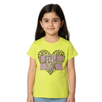 LIGHT GREEN HEART STYLE ICON PRINTED T-SHIRT FOR GIRLS