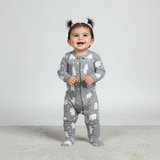 GREY BEAR & STARS PRINT FULL BODY FULL SLEEVES ROMPERS