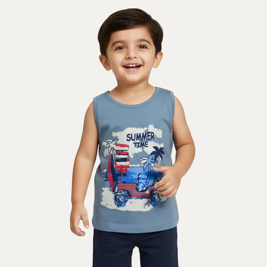Blue Summer Time Print Sando For Summers Main image