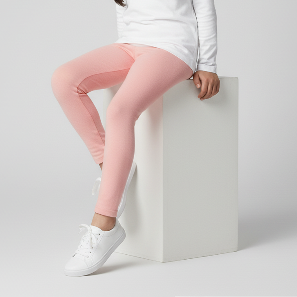 CUTE BABY PINK PLAIN FLEECE WARM LEGGING TROUSER FOR GIRLS Main image