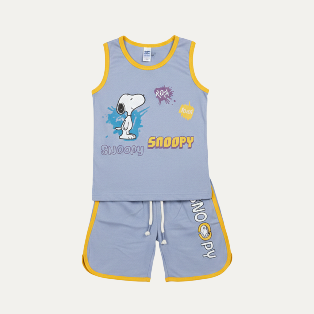 Sky Blue Snoopy Sando Suit For Boys