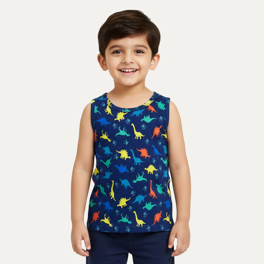 Blue Dino Print Sando For Summers Main image