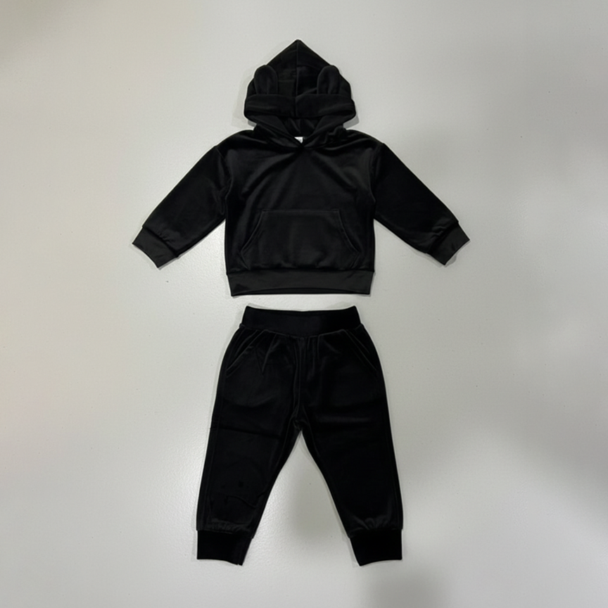 Black Plain Valour Fabric Suit For Winters Secondary image
