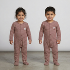 White With Maroon Panda Stripes Romper For Winters