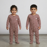 White With Maroon Panda Stripes Romper For Winters