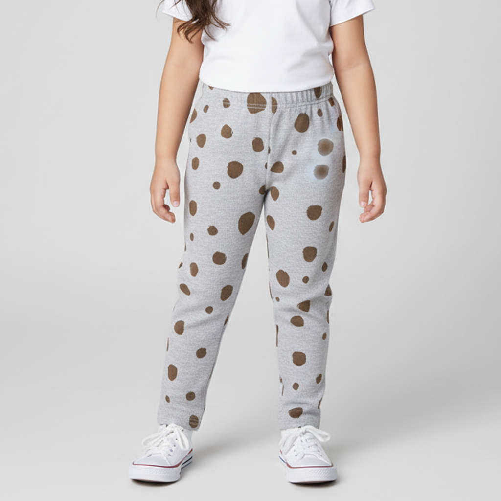 GREY WITH GREEN POLKA DOT WITH POCKET RIBBED FABRIC PAJAMA TROUSER Main image