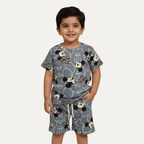 Blue Mickey Mouse Print Cotton Jersy Suit For Boys