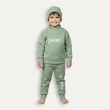 Light Green Panda Print Ribbed Fabric Suit For Winters