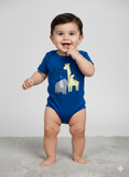 Royal Blue Giraffe Print Half Body Romper For Summers