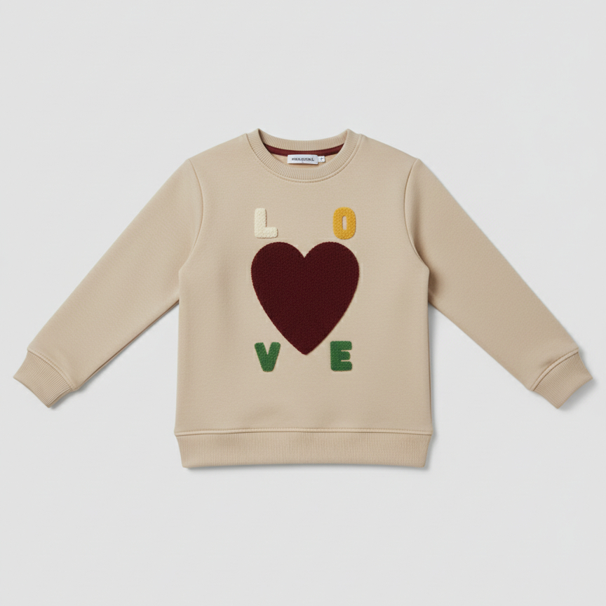 Beige Love Fleece Fabric Sweatshirt Secondary image