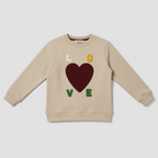 Beige Love Fleece Fabric Sweatshirt